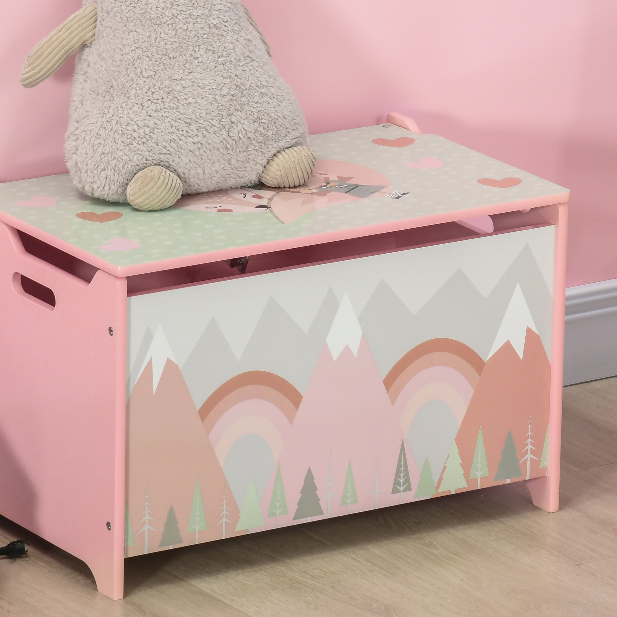 Storage Chest with Lid, Storage Box Organizer for Bedroom, Pink