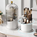 360  Rotating Makeup Brush Holder Storage Box Desktop Cosmetic Organizer W  Lid